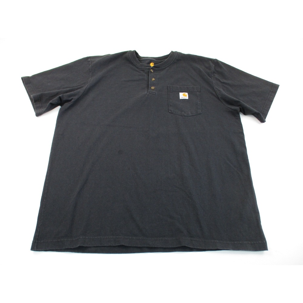 Carhartt Henley T-Shirt Mens XL Black Short Sleeve Original Fit Pocket Workwear